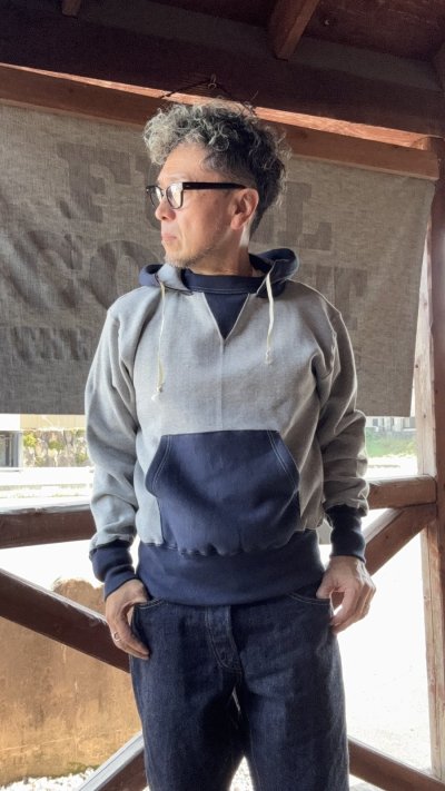 画像2: CUSHMAN(クッシュマン）TWO TONE SWEAT PARKA  後付けフードツートンカラー