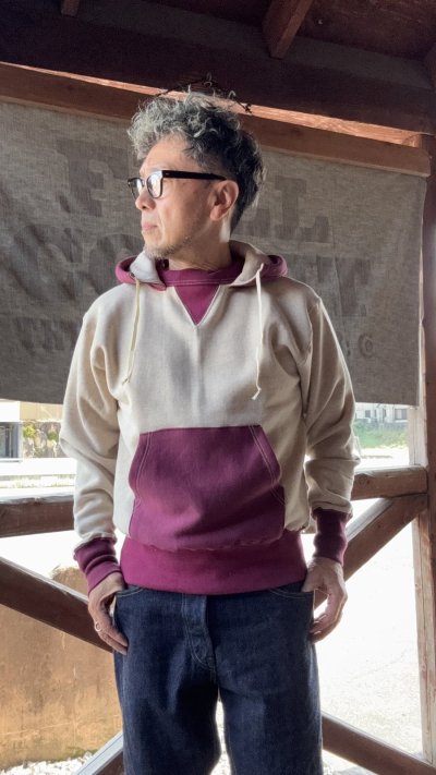 画像1: CUSHMAN(クッシュマン）TWO TONE SWEAT PARKA  後付けフードツートンカラー