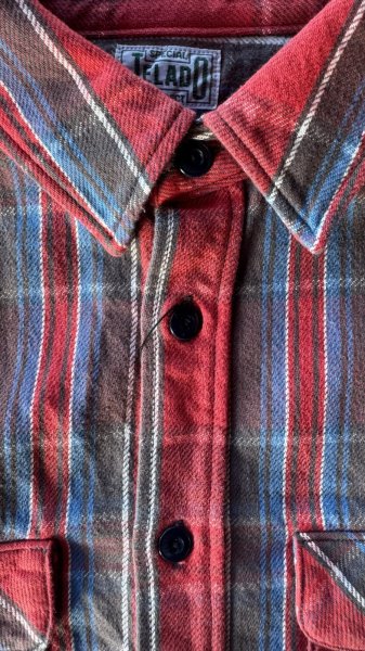 画像5: JELADOジェラード Unionworkers Shirts(ユニオンワーカーズシャツ) ショート丈  トマトレッド (5)