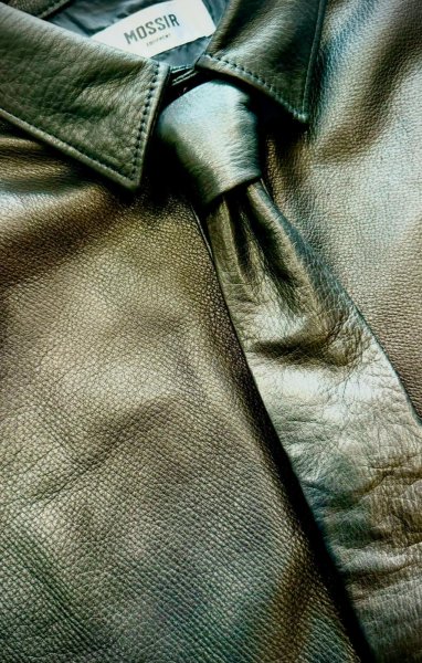 画像8: FINE CREEK  MOSSIR  GOOD MAN 　ウォッシャブルレザーシャツ　　BLACK (8)