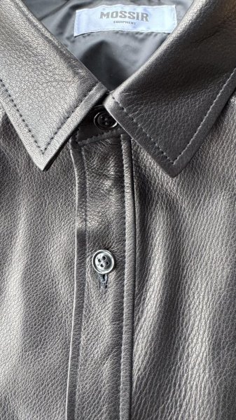 画像4: FINE CREEK  MOSSIR  GOOD MAN 　ウォッシャブルレザーシャツ　　BLACK (4)