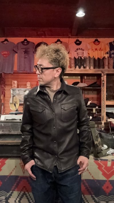 画像1: FINE CREEK&CO/ファインクリークアンドコーHank シープスキンウェスタンシャツ BLACK