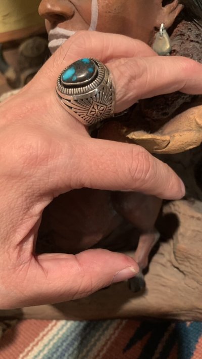 画像2: INDIANJEWELRY HOWARD NELSON  ハワード.ネルソン　シャドーボックスリング　Bisbee Turquoise  ビズビーターコイズ　