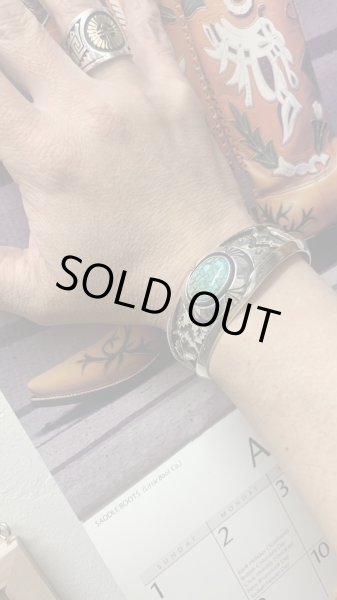 画像15: NAVAJO ナバホ族 Herman・Vandever ハーマン・バンデバー ターコイズバングル (15)