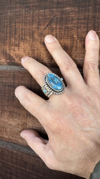 画像6: NAVAJO ナバホ族 Herman・Vandever ハーマン・バンデバーモレンシーターコイズ リング (6)