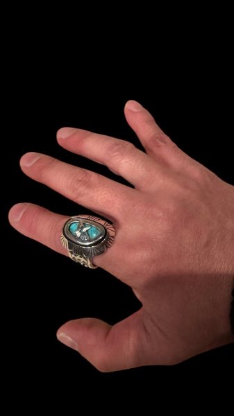 画像7: NAVAJO ナバホ族 Herman・Vandever ハーマン・バンデバー ターコイズ リング (7)