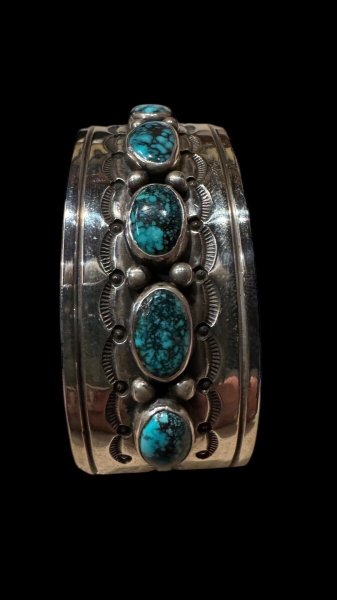 画像6: NAVAJO ナバホ族 HermanSmith ハーマンスミス Godber ターコイズバングル (6)
