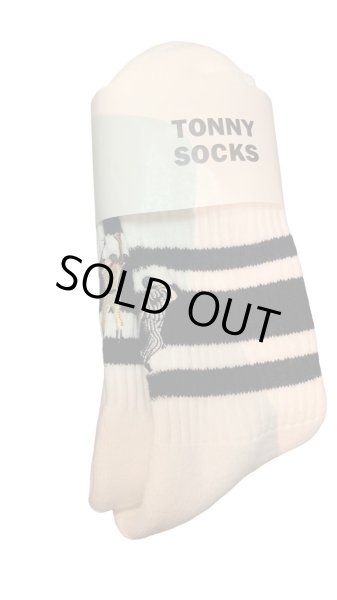 画像2:  TONNY Socks刺繍  靴下 ホワイト (2)