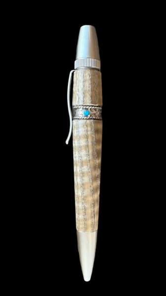 画像1: オリジナルボールペン　PHILLIPEN（フィリッペン） SILVER WOLF 神代タモ 杢　ターコイズ (1)