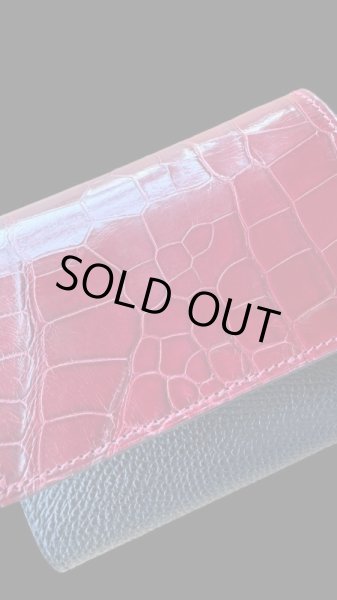 画像4: ITUAIS(イトゥアイス）　H.C.Pクロコダイル　ポロサス使用トレイスウォレット　別注 限定カラー　RED (4)