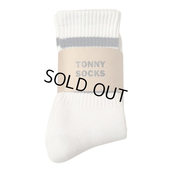 画像8:  TONNY Socks刺繍  靴下　ホワイト　　　グリーンライン　ブルーライン　チャコールグレーライン (8)