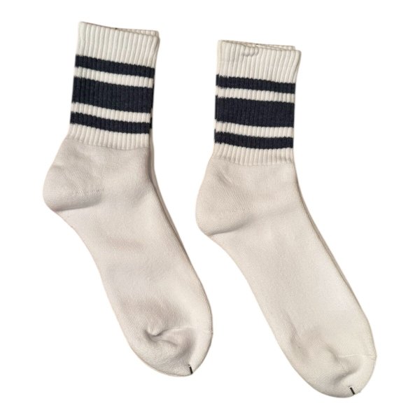 画像9:  TONNY Socks刺繍  靴下 ホワイト   グリーンライン ブルーライン チャコールグレーライン (9)
