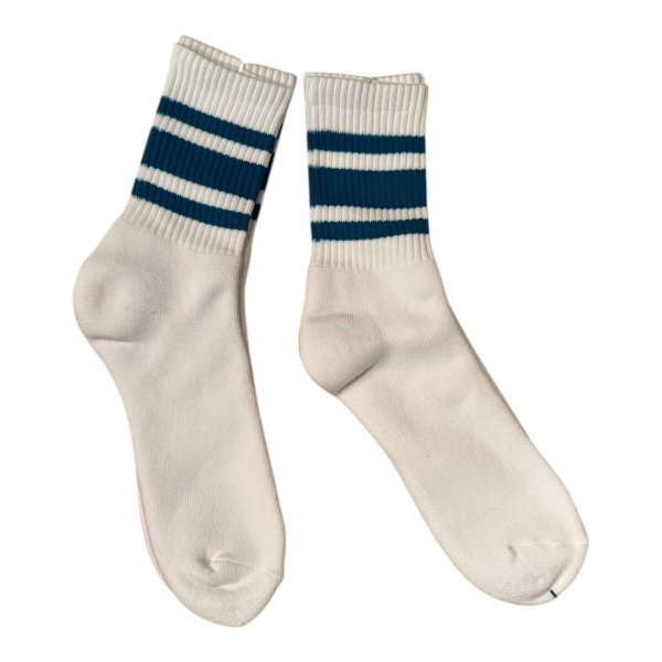 画像6:  TONNY Socks刺繍  靴下 ホワイト   グリーンライン ブルーライン チャコールグレーライン (6)