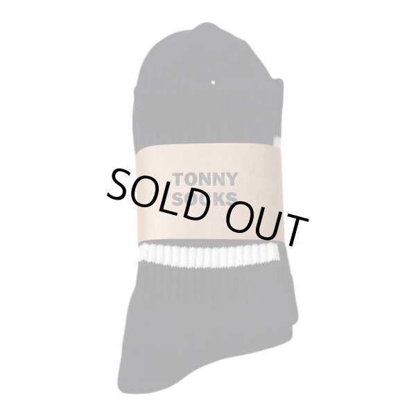 画像3:  TONNY Socks刺繍  靴下　ブラック　マルーン (3)