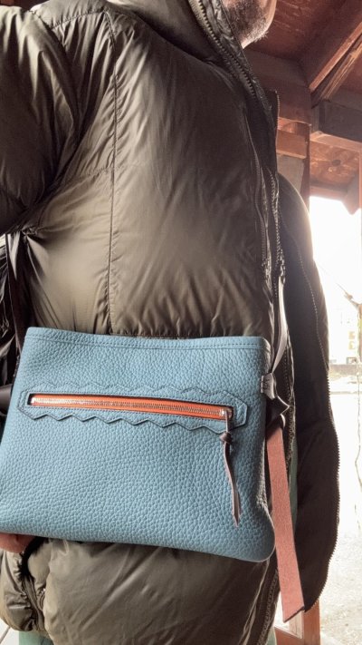 画像1: ITUAIS(イトゥアイス）Teleferico pouch  サコッシュ　　Taurillon Lagun (トリオンラグーン）