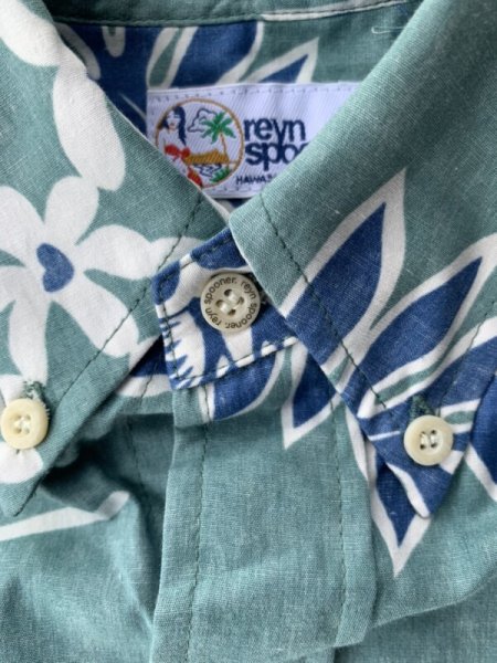 画像5: REYN SPOONER レインスプーナー ’90年代〜タグ アロハシャツ ハワイアンシャツグリーン (5)