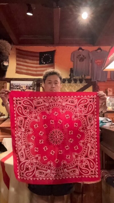 画像1: BANDANNAS GRANDE  BIGバンダナ　MADE IN U.S.A.　ペイズリーレッド
