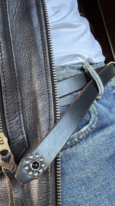 画像1: H.T.C. Hollywood Trading Company 新作スタッズナローベルト BLACK