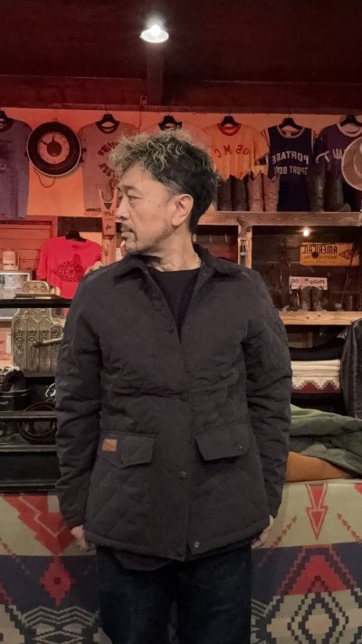 画像1: HUNTER OUTDOOR  キルティングジャケット BLACK