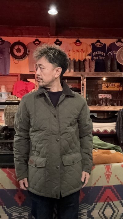 画像1: HUNTER OUTDOOR  キルティングジャケット GREEN