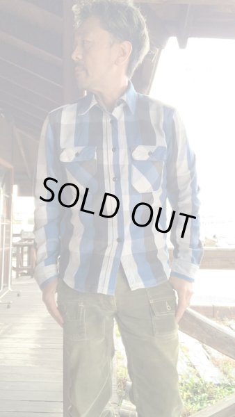 画像8: JELADOジェラード Unionworkers Shirts(ユニオンワーカーズシャツ) ショート丈 ブルーマロン (8)