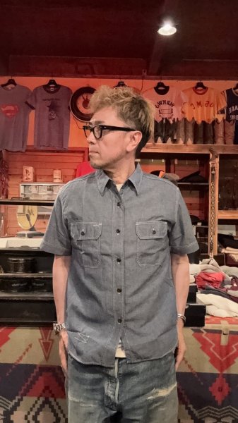 画像8: JELADOジェラード Unionworkers Shirts(ユニオンワーカーズシャツ) ショートスリーブ　INDIGO (8)