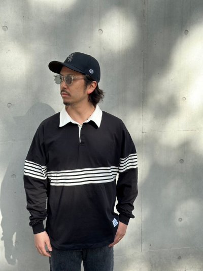 画像1: Sugar&Co シュガーアンドコー　drop rugby shirts ドロップラガーシャツ　BLACK