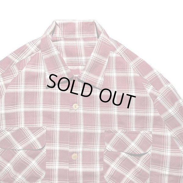 画像2: Sugar&Co  シュガーアンドコー check board shirt チェックボードシャツ バーガンディ (2)