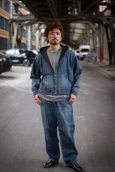 画像1: Sugar&Co   (シュガーアンドコー）Denim Windproof Hoodie  (worker's  wash)