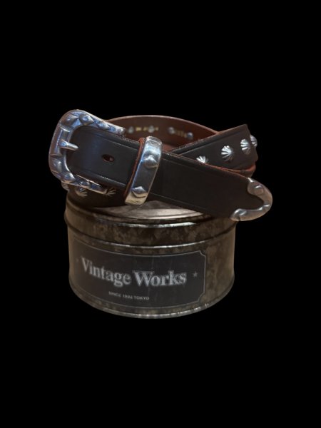 画像1: VintageWorks ヴィンテージワークス　ウエスタンベルト　茶芯　ＢＬＡＣＫ コンチョ (1)