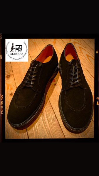 画像2: MAKERSメイカーズ ROUND TOP OXFD BLACK ブラックスエード (2)