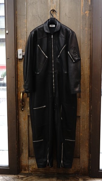画像2: 2025AW ご予約商品 FINE CREEK  MOSSIR  ALBERT ウォッシャブルレザーレザーつなぎ  BLACK (2)