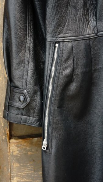 画像5: 2025AW ご予約商品 FINE CREEK  MOSSIR  ALBERT ウォッシャブルレザーレザーつなぎ  BLACK (5)