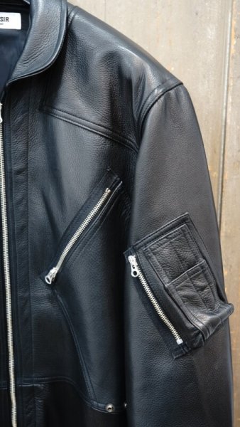 画像4: 2025AW ご予約商品 FINE CREEK  MOSSIR  ALBERT ウォッシャブルレザーレザーつなぎ  BLACK (4)