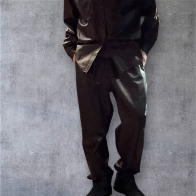 画像1: FINE CREEK  MOSSIR  OPEN DAY　ウォッシャブルレザーパンツ　　BLACK