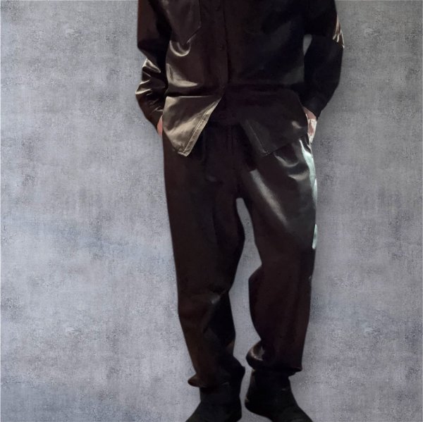 画像1: FINE CREEK  MOSSIR  OPEN DAY　ウォッシャブルレザーパンツ　　BLACK (1)