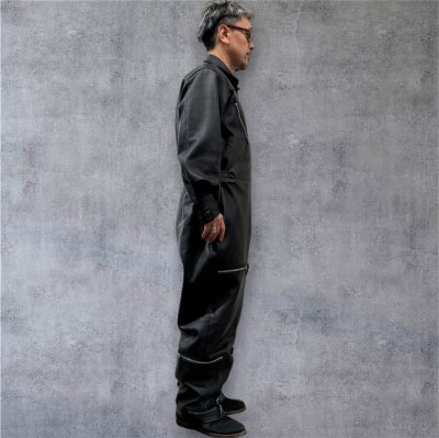 画像2: 2025AW FINE CREEK MOSSIR ALBERT ウォッシャブルレザーレザーつなぎ BLACK