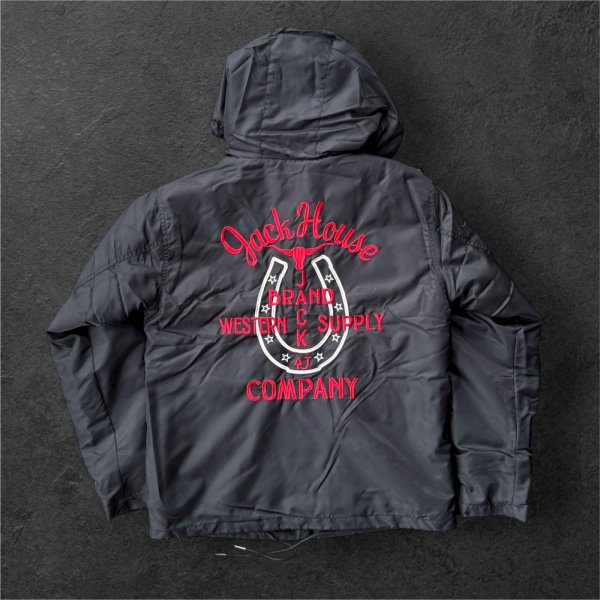 画像1: GUNZ ガンズ ナイロンフードボアジャケット BLACK (1)