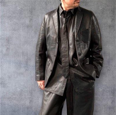 画像3: FINE CREEK  MOSSIR  GOOD MAN 　ウォッシャブルレザーシャツ　　BLACK