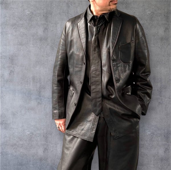 画像10: FINE CREEK  MOSSIR  GOOD MAN 　ウォッシャブルレザーシャツ　　BLACK (10)