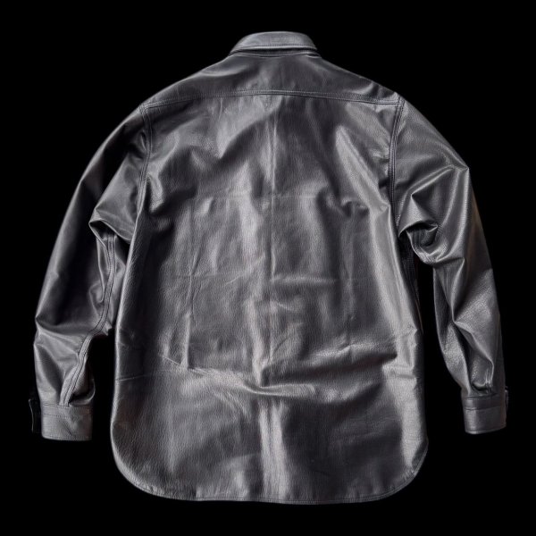 画像3: FINE CREEK  MOSSIR  GOOD MAN 　ウォッシャブルレザーシャツ　　BLACK (3)