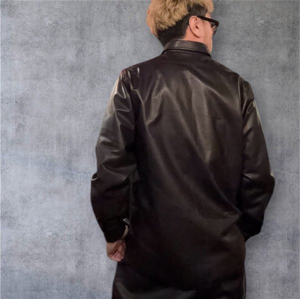 画像9: FINE CREEK  MOSSIR  GOOD MAN 　ウォッシャブルレザーシャツ　　BLACK (9)