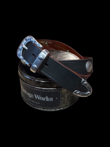 画像1: VintageWorks ヴィンテージワークス　ウエスタンベルト　茶芯　ＢＬＡＣＫ コンチョ (1)