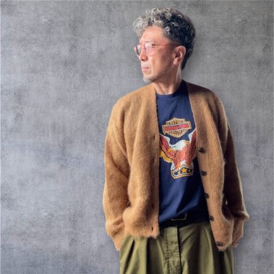画像2: FULL COUNT フルカウント Kid Mohair Cardigan Black Lit BROWN