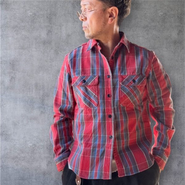 画像1: JELADOジェラード Unionworkers Shirts(ユニオンワーカーズシャツ) ショート丈  トマトレッド (1)