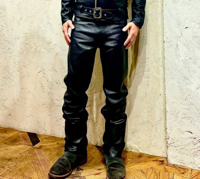 画像1: BOOTES  HOOV  TAPERED TYPE　ウォッシャブルレザーパンツ　　BLACK