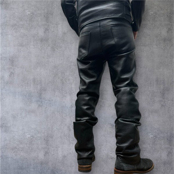 画像2: BOOTES    HOCK  　PIPED STEM TYPE　ウォッシャブルレザーパンツ　　BLACK (2)