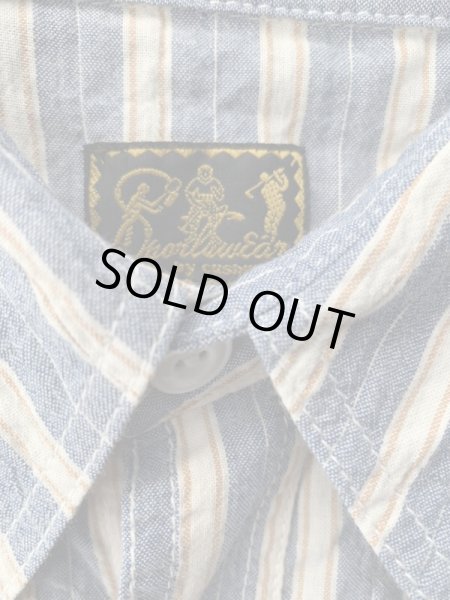 画像3: ＣＵＳＨＭＡＮ　クッシュマン　ＳＴＲＩＰＥ　ＷＯＲＫ　ＳＨＩＲＴＳ　ストライプワークシャツ　ＢＬＵＥ (3)