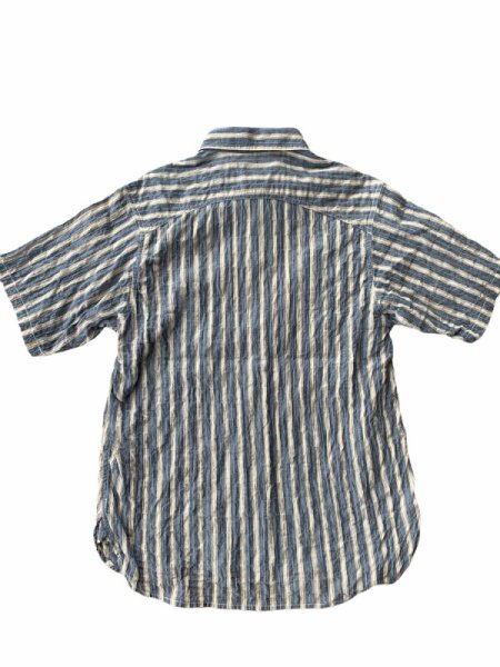 画像2: CUSHMAN クッシュマン STRIPE WORK SHIRTS ストライプワークシャツ BLUE (2)