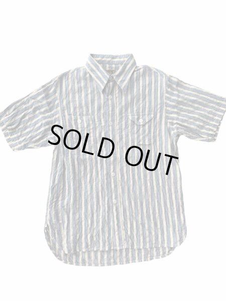 画像1: ＣＵＳＨＭＡＮ　クッシュマン　ＳＴＲＩＰＥ　ＷＯＲＫ　ＳＨＩＲＴＳ　ストライプワークシャツ　ＢＬＵＥ (1)